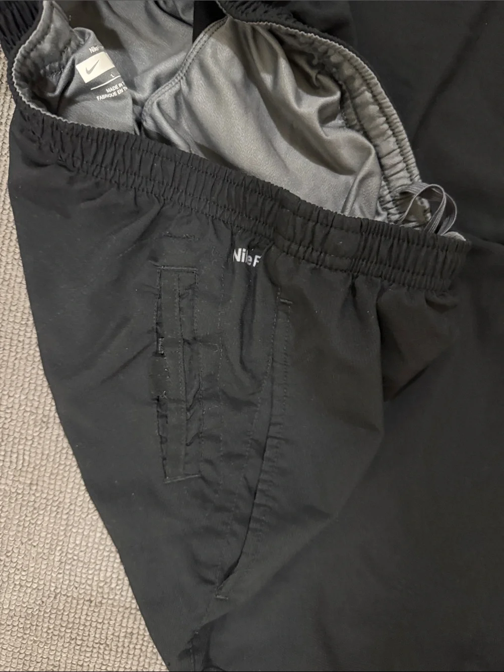 Nike Men’s Black Athletic Shorts with White Swoosh